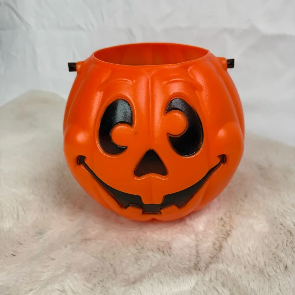 Vintage Orange Blow Mold Pumpkin Halloween Bucket